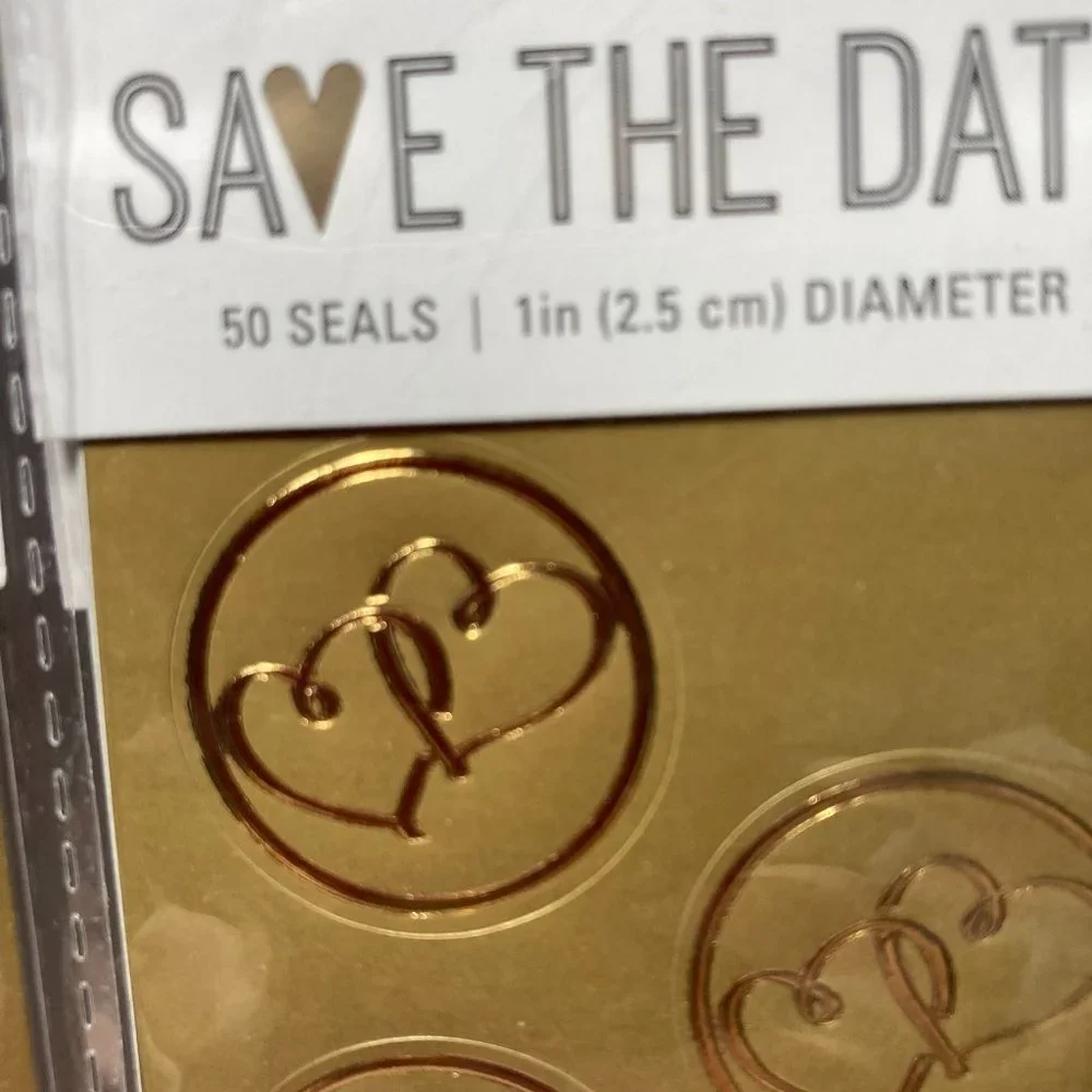 Double Heart Seals Gold Stickers for Cards Crafts